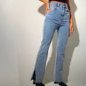 Split bootleg Jean in light wash- Motel Rocks